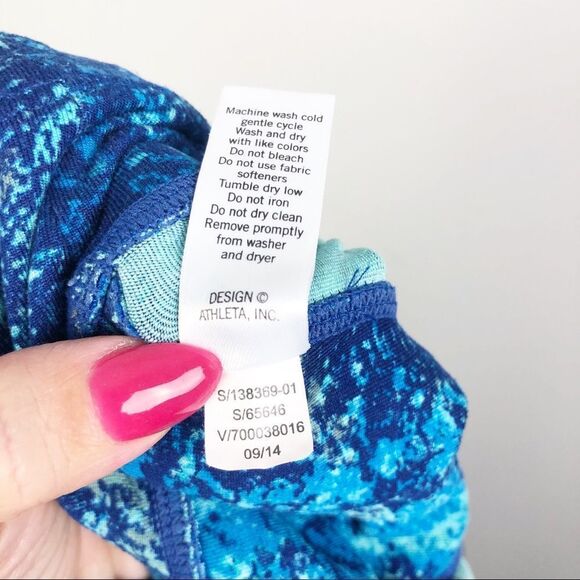 ATHLETA | Be Free Splatter Cropped Leggings Knicker Length Blue Women’s Size S - Picture 13 of 14